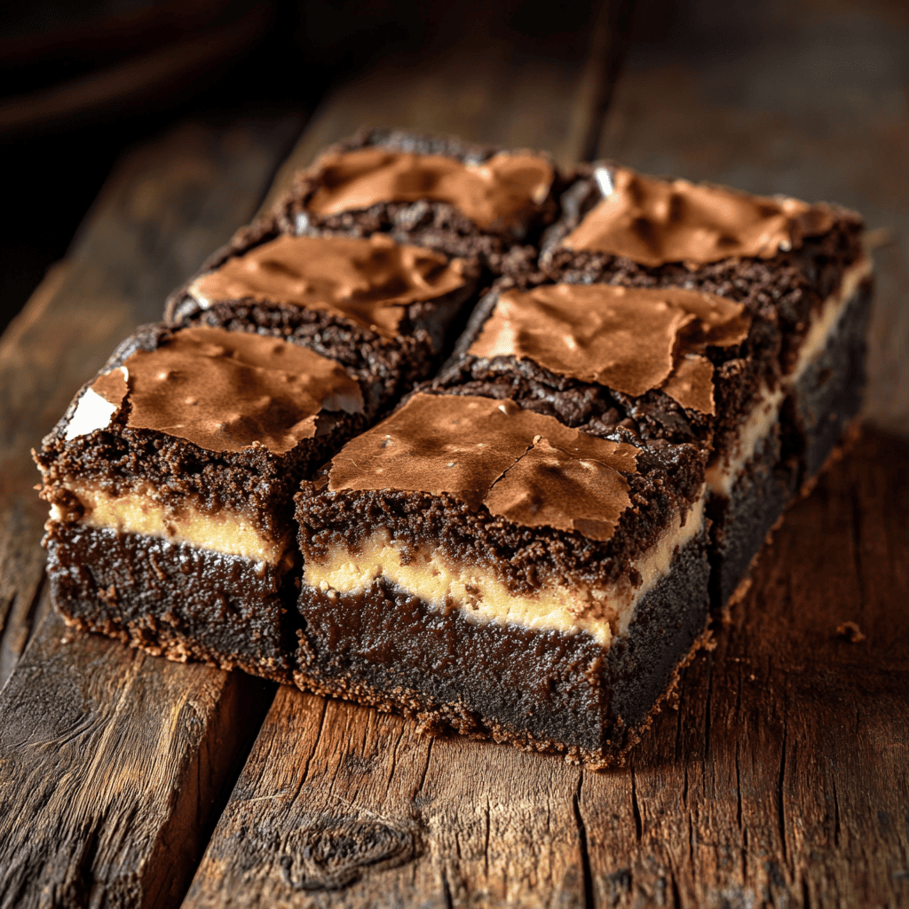 A close-up of a brookie dessert showing its brownie and cookie layers