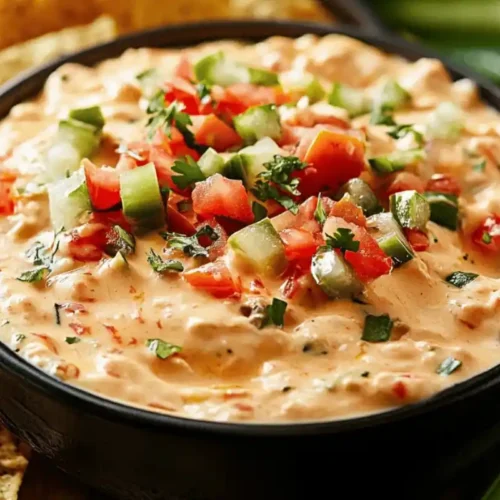 Melted cheese and Rotel tomatoes being stirred in a skillet