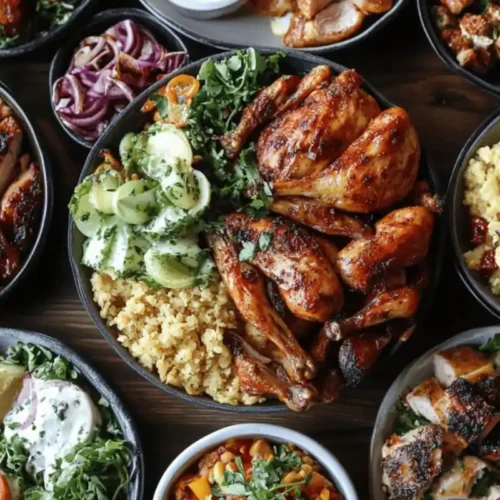 A variety of dishes made from leftover rotisserie chicken, including salads, soups, and casseroles